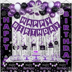 Purple and Silver Birthday Decorations for Women, Girls – Bday Party Decor