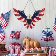 Durable 21.7» Red, White & Blue Eagle Wall Art for Celebrating American Freedom