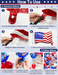 104 PCS Red White and Blue Balloon Garland Arch Kit, 4Th of July Balloon Arch Ki