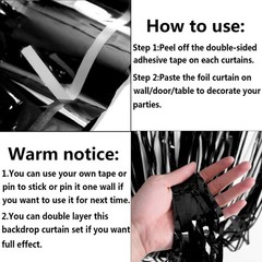Fecedy 2 Pack Black Metallic Tinsel Foil Fringe Curtains Party Decor 3×8.3ft