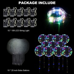 10 PCS LED Light Up BoBo Balloons Clear Helium Balloon Party Birthday Decoration