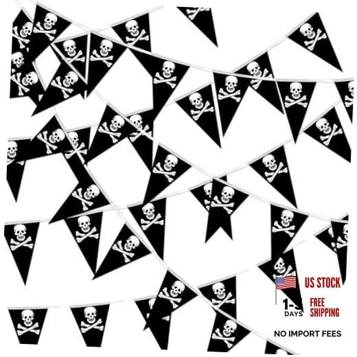 52.5 Ft Pirate Banner, Pirate Party Decorations Birthday Halloween Black