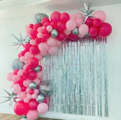 Pink Disco Party Decorations, Disco Hot Pink and Silver Balloons Arch Kit, Pi…