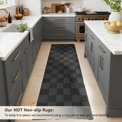 BESTSWEETIE 2’x6′ Washable Rug Hand-Woven Low Pile Soft Checkerboard Pattern …