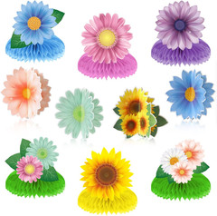 10 Pieces Sunflower Honeycomb Centerpiece Table Toppers, Autumn Summer Spring Bi