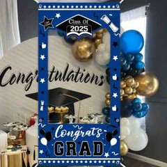 1pc, 2025 Graduation Vinyl Background Photo Frame and 1set Congrats Class