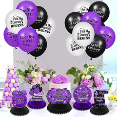 8Pcs Purple Retirement Decorations Purple and Black Retirement Table Honeycomb C