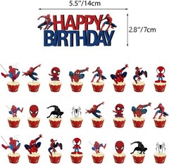 Spider Birthday Decorations Pack Balloons Banner Cake Toppers Swirls Tablecloth