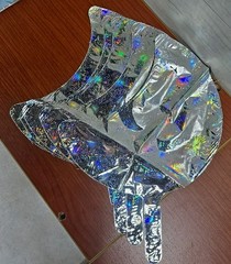 11in Holographic Moon Shaped Heat Seal Balloons Pack Of 5