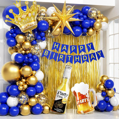 Royal Blue Gold Birthday Party Decorations with Happy Birthday Banner Foil Ballo