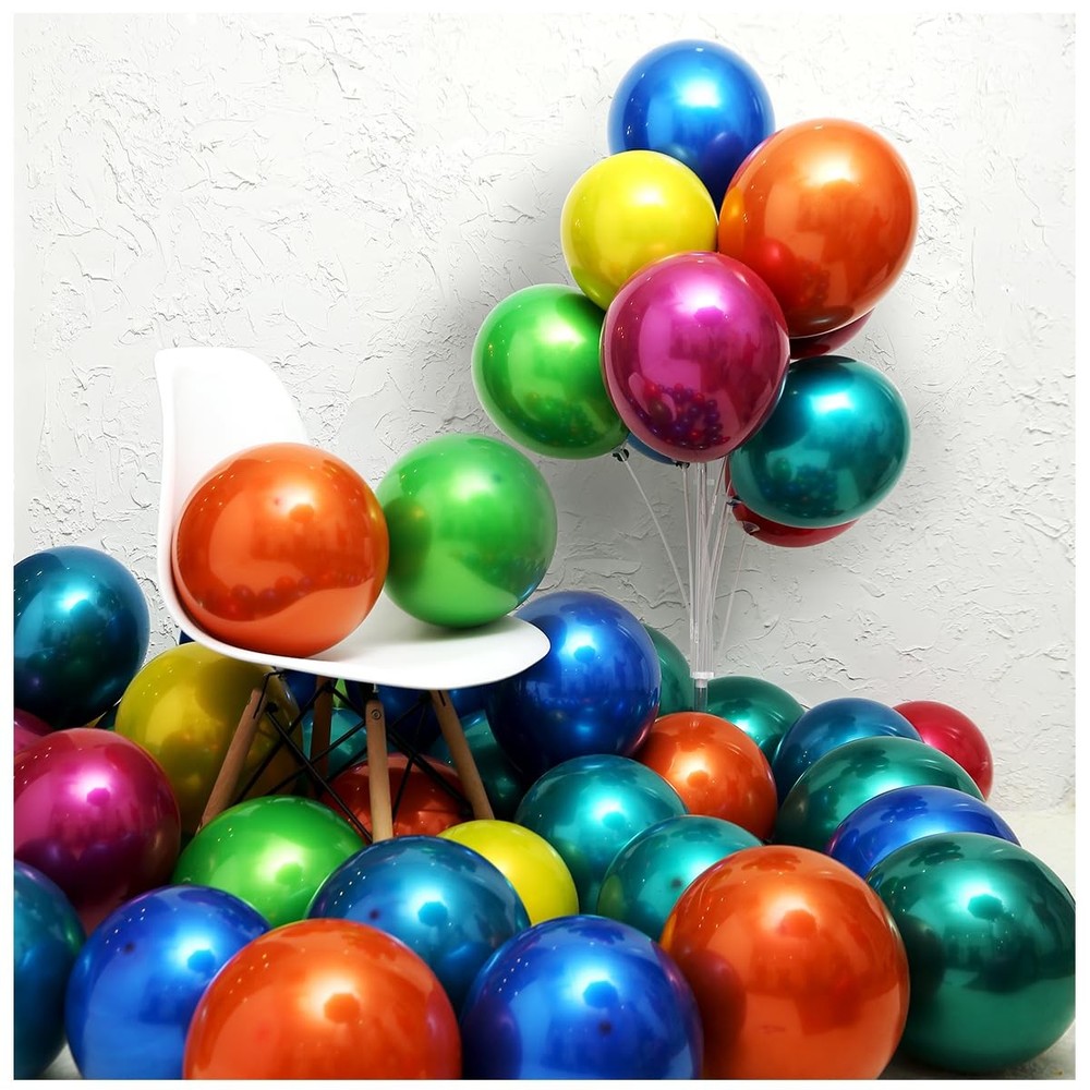 Metallic colored balloons 50 pcs 10 inch multicolor balloons Double layer col…