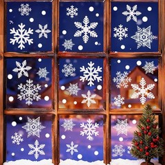 Garma 428pcs White Snowflakes Window Decorations Clings Decal 428pcs,