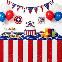 Disposable Stars & Stripes Tablecloth Set – Easy Cleanup for Patriotic Picnics