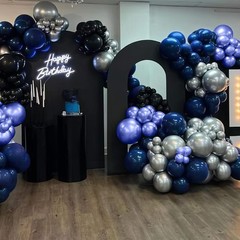 Blue and Black Balloons, Navy Blue and Silver Balloons Metallic Silver Dark B…