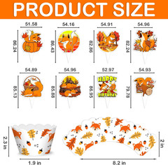 48PCS Fox Themed Birthday Party Decorations | 24PCS Cupcake Toppers & 24PCS Cupc