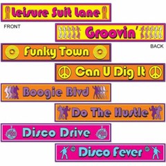 Disco Street Sign Cutouts 4 Pack Paper 4″ x 24″ 1970’s 70’s Party Decorations