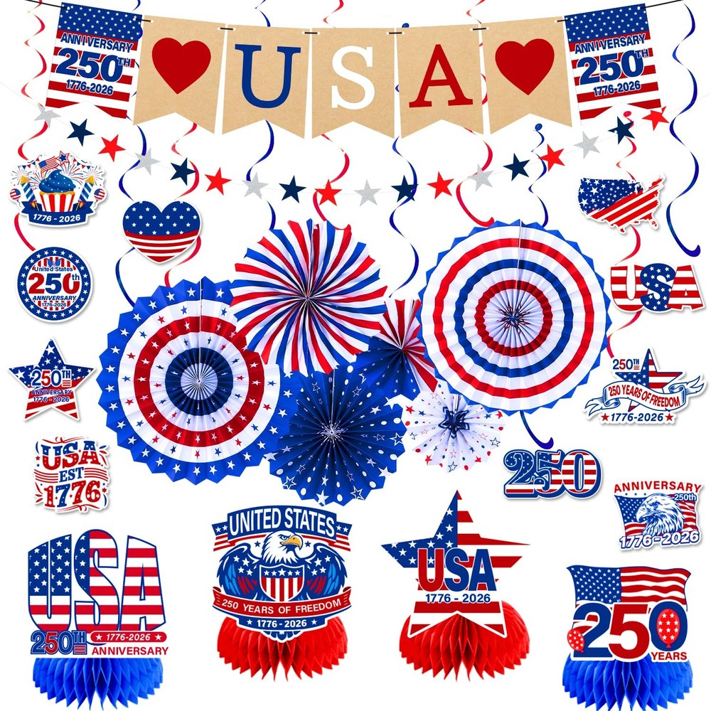 4th of July Decorations, 250th Anniversary Patriotic Memorial Day Decorations…