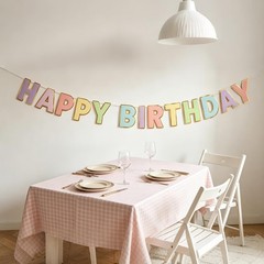 Macaron Superlarge Alphabet Happy Birthday Banner Bunting Pre-Strung No DIY f…
