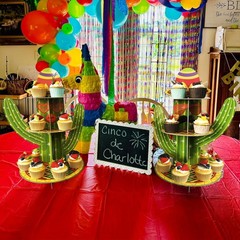 2 Pack Cactus Cupcake Stand – 3 Tier Cardboard Display for Fiesta, Cinco de Mayo
