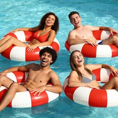 4Pcs Large Inflatable Pool Float for Adults 36 Inch Classic Striped Swim Rings