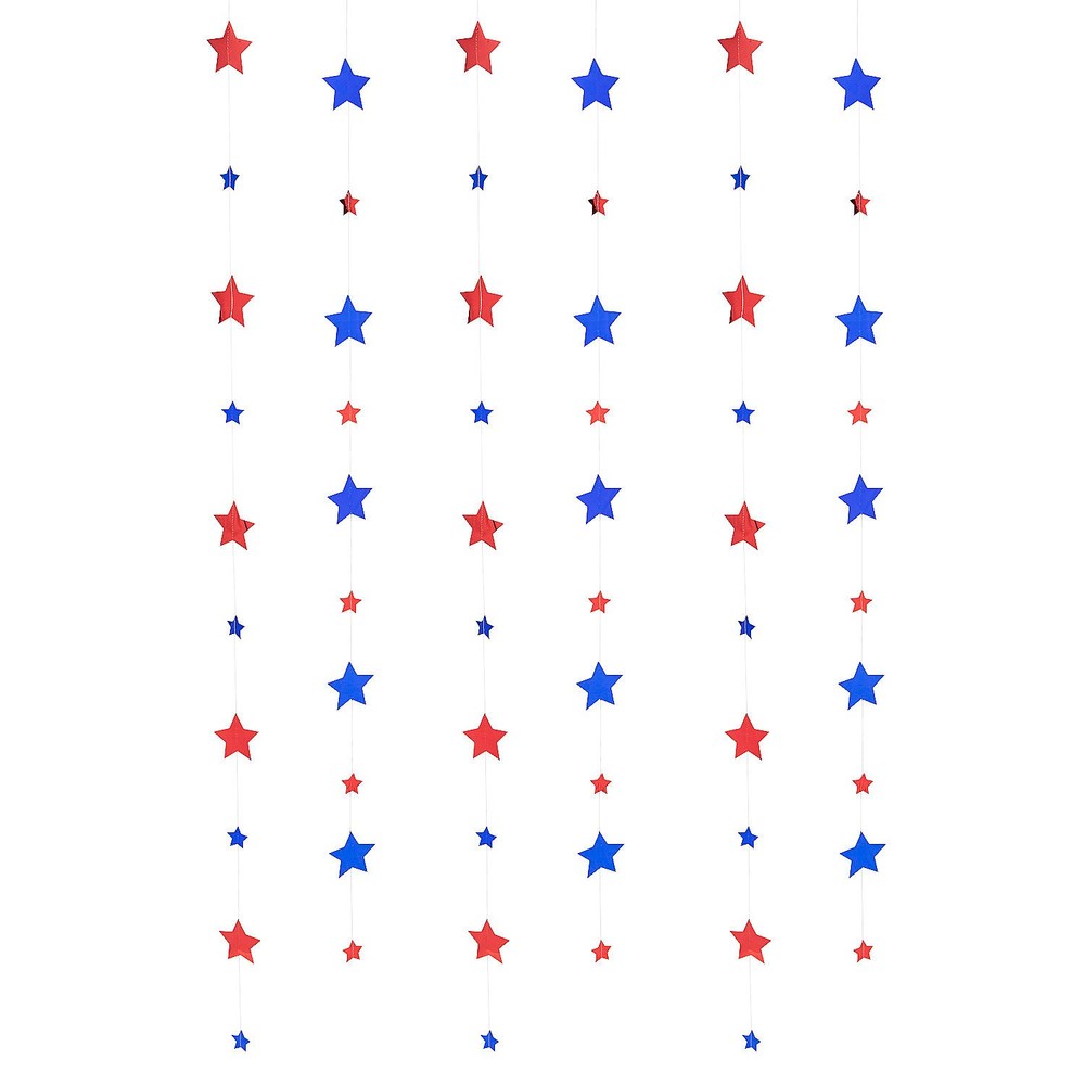 Patriotic Strings of Stars Hanging Decorations 7 Ft – 12 Pc