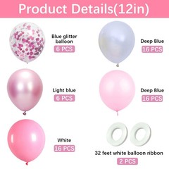 Pink and White Balloons 60pack, 12″ Macaron Pink, Metallic Pink, White and Pi…