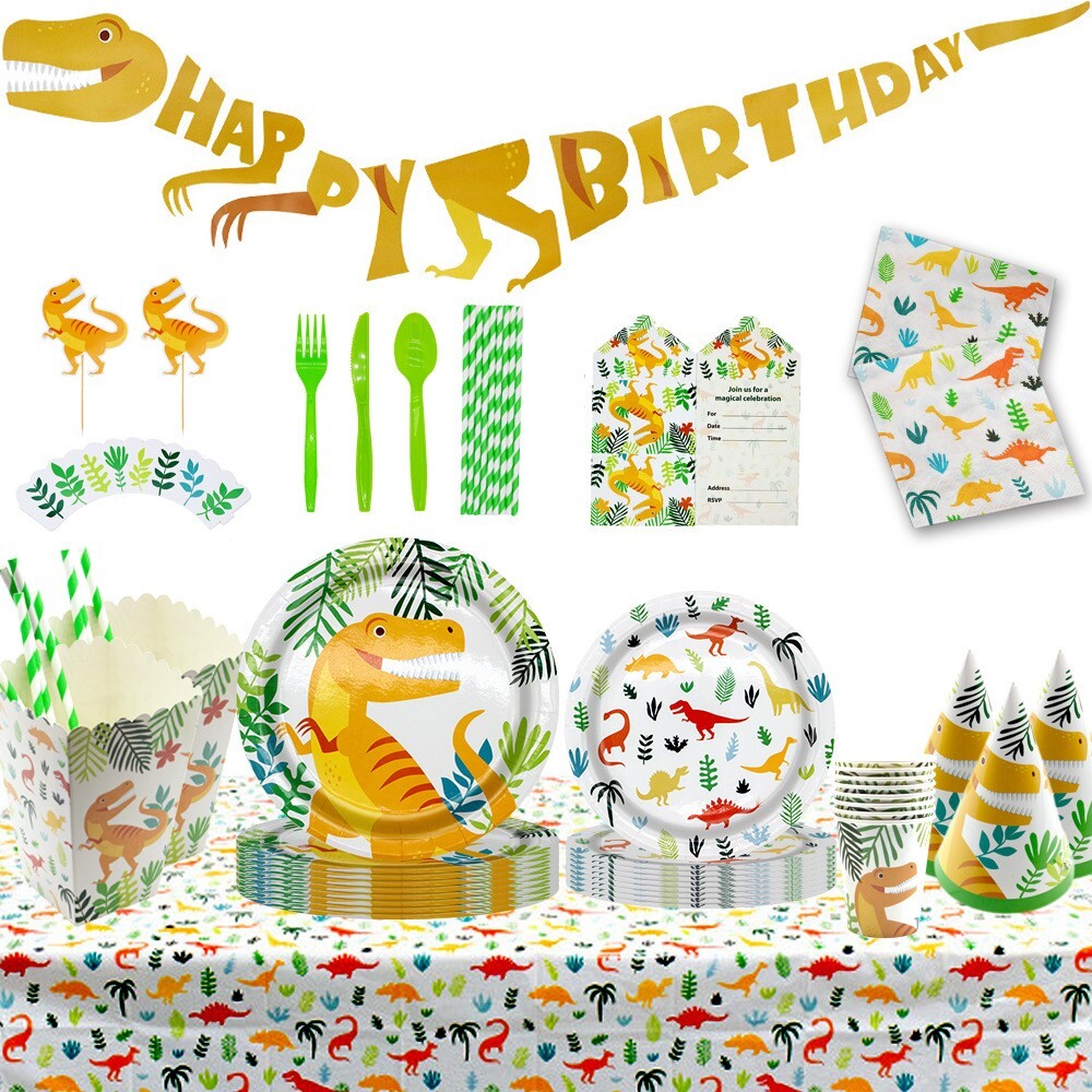 Dino-Mite 226-Piece Birthday Party Set: Roaring Dinosaur Decorations and Supplie