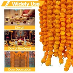 10PCS Long Marigold Flowers, 5 Feet Artificial Orange Marigold Garland for De…