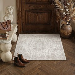PureCozy 2×3 Area Rug Washable Neutral Beige Vintage Entryway Carpet Non Slip…