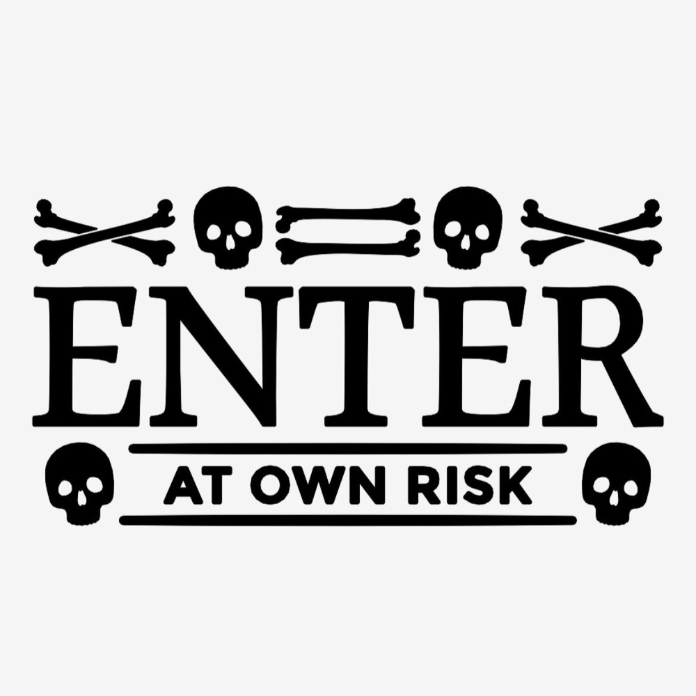 Halloween Skull Enter At Own Risk Decal Vinyl Sticker 8 Inches Decor Sign