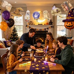 3Pcs Wizard Happy Birthday Banner Set – Brown Glitter Happy Birthday and Wate…