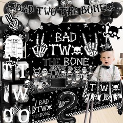 2nd Birthday Decorations for Boys, Bad Two The Bone Party Decorations with