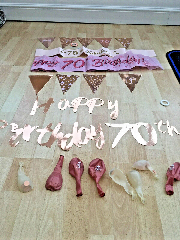 70th Birthday Party Pack, Balloons, banner, Happy 70th Birthday bunting, Sash