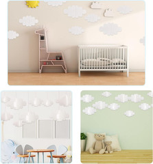 16 Pcs 3D Cloud Decorations Hanging Clouds for Ceiling Artificial Clouds Props F