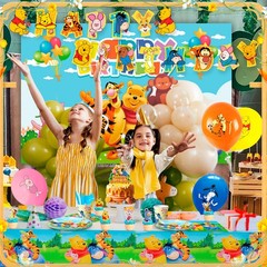 Disney Winnie The Pooh Party Tableware Supplies Birthday Decor Plates Banner Cup
