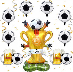 5 Pcs Soccer Balloons Party Decorations Set, Extra Large Trophy & World Cup Foil