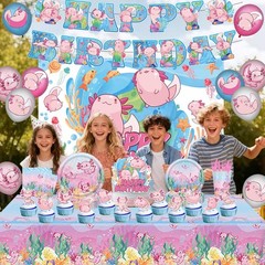 Axolotl Birthday Decorations Include Axolotl Plates-Napkins-Cups-Cutlery-Tabl…