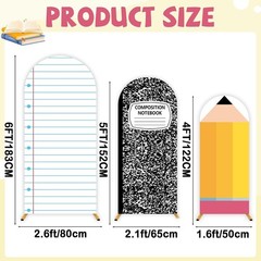 Back to School Composition Notebook Arch Backdrop Cover 4Ft 5Ft 6Ft Colorful Set