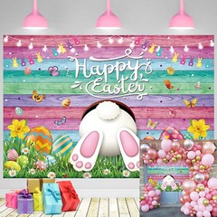 7ft x 5ft Fabric Easter Backdrop – Bunny – Photo Prop Party Decoration – New