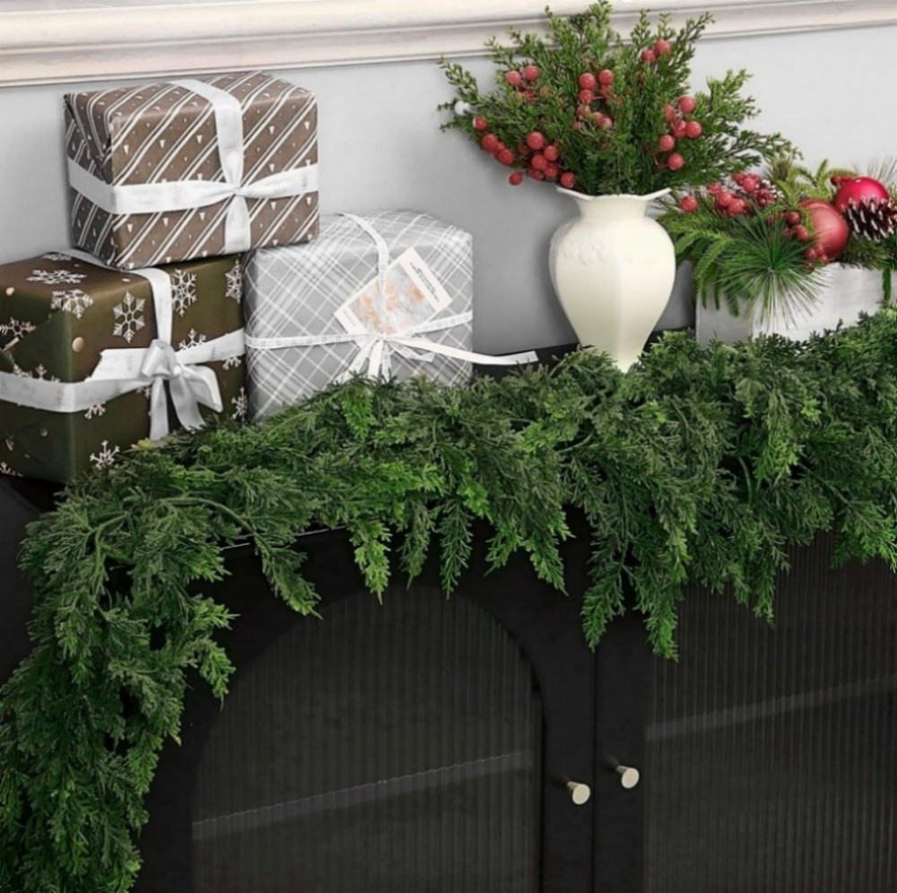 2P 6ft Artificial Christmas Garland, Real Touch Cedar Pine Garland-Pine Wreath*+