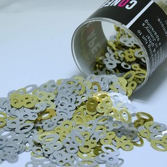 Number 80 Confetti Silver Gold Retail Pack #7706 QS0 Table Party Decor