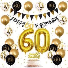 60th Birthday Decorations, Black Gold 60th Birthday Party Decoration for Men …