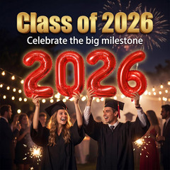 Graduation Party Decorations 2026–Black Red Grad Banner, Class of Backdrop, Ball