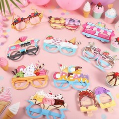32 PCS Ice Cream Party Decorations Eyeglasses Paper Photo Booth Props Decor