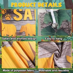 3pcs Jungle Themed Party Door Hanging Banner Wild Animal Birthday Decorations…