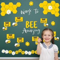 95 PCS Spring Bee Daisy Flower Paper Cutouts Classroom Bulletin Board Set