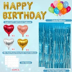 77Pcs Blue Happy Birthday Party Decorations Kit, Happy Birthday Light Blue