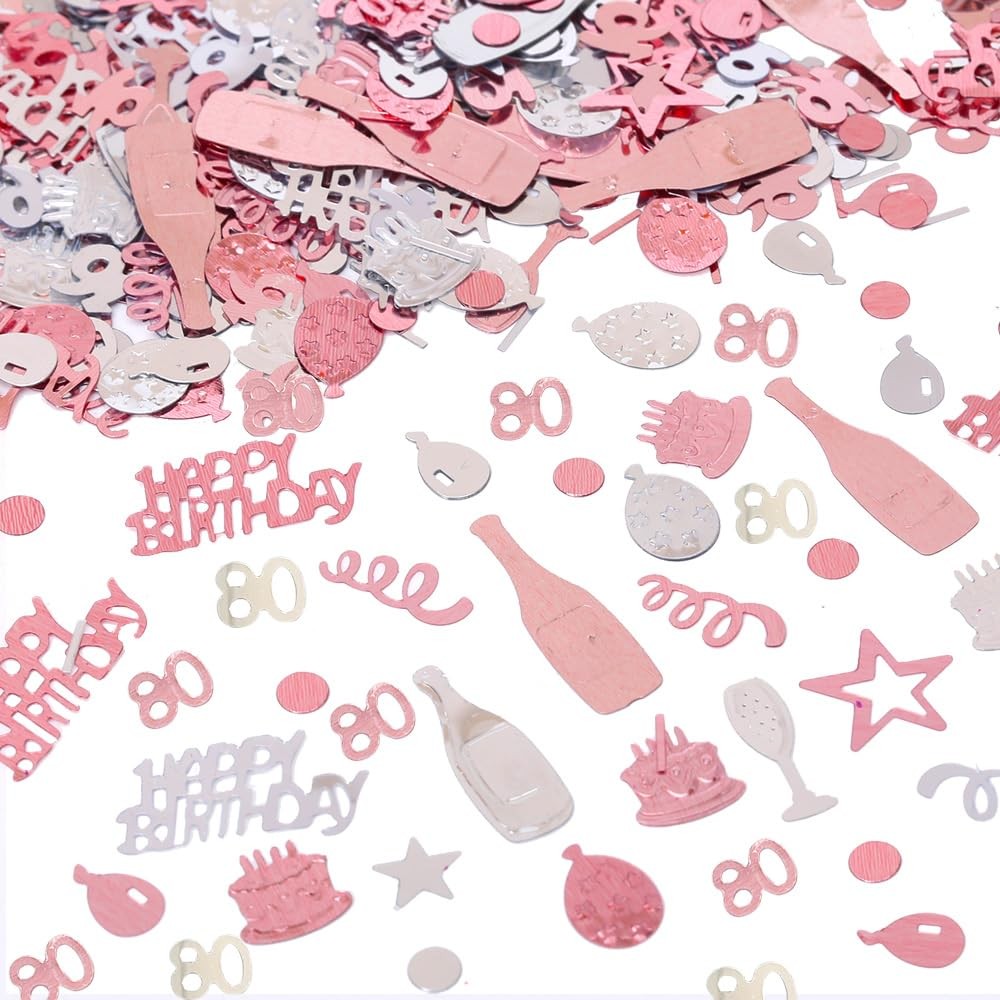 80th Birthday Confetti Rose Gold Number 80 Happy Birthday Party Confetti Meta…
