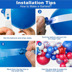 138PCS Red White and Blue Balloon Garland Arch Kit, 18 12 10 5 Inch Red and Blue