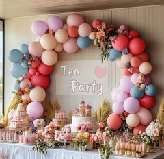 Pastel Balloon Garland Double Dusty Pink Blue Cream Balloon Light Purple Pink…